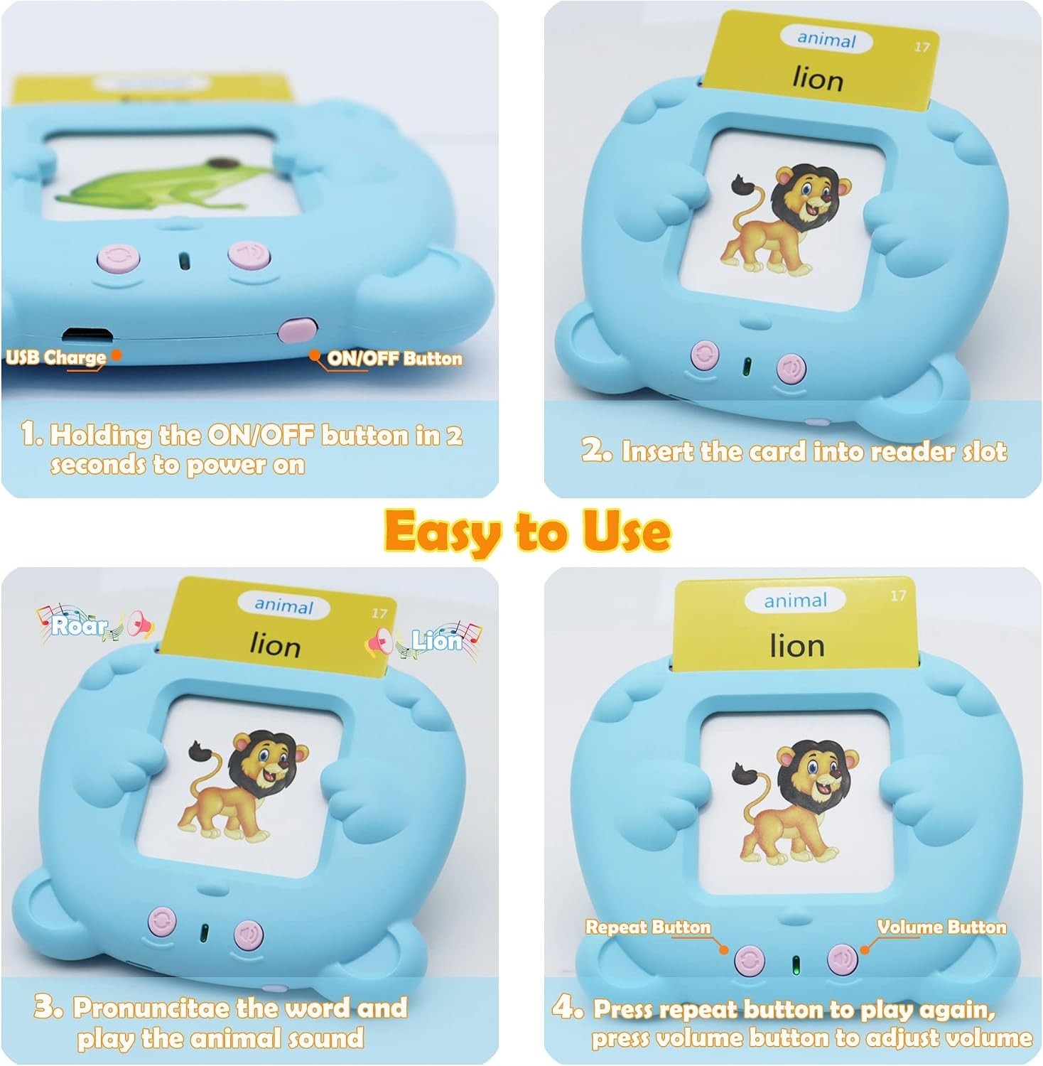 Spanish & English 510 Words Alphabet Bilingual Talking Flash Cards for 3-8 Years