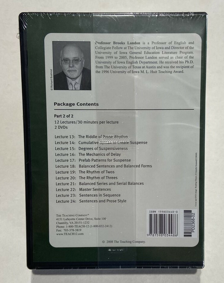 Building Great Sentences: Exploring the Writer’s Craft (2008, DVD) Great Courses