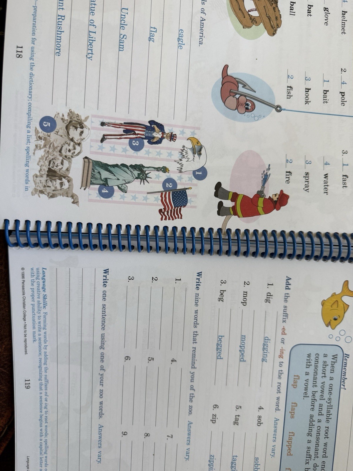 A Beka Book Seatwork Text Language 2 3 ed & Letters and Sounds test key grade 2