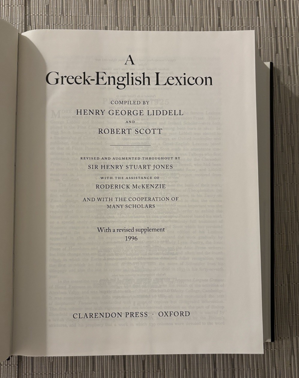 Greek-English Lexicon~With a Revised Supplement~By Henry G. Liddell~1996