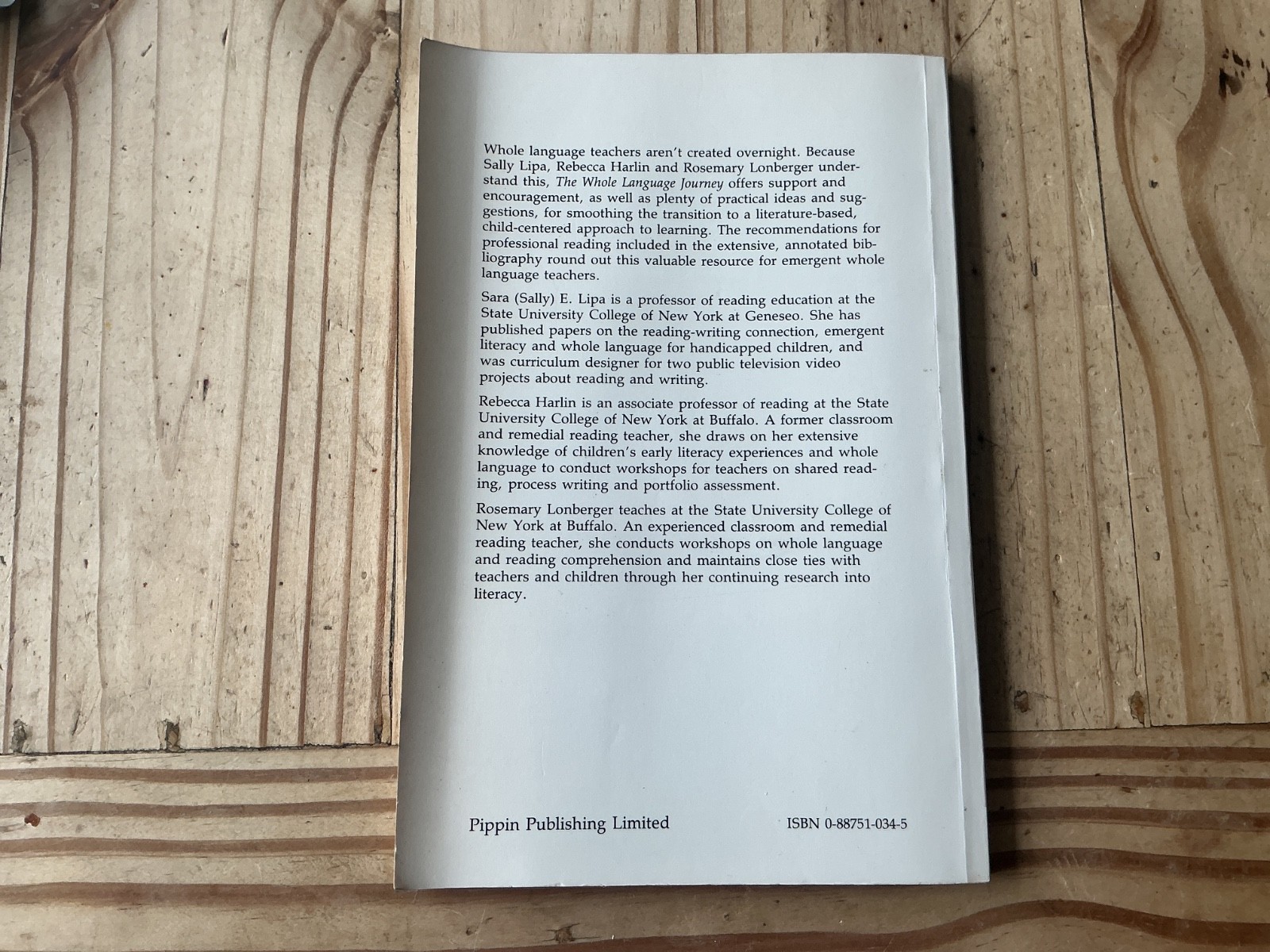REBECCA HARLIN – THE WHOLE LANGUAGE JOURNEY. 0887510345 PIPPIN TEACHERS LIBRARY