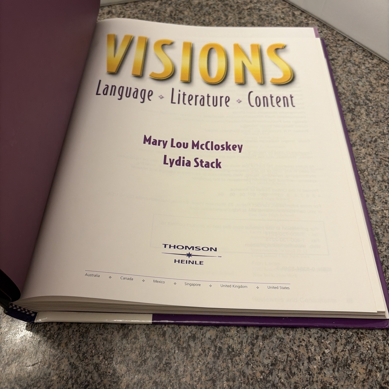 Visions C: Language, Literature, Content by McCloskey & Stack (2003, Hardback)