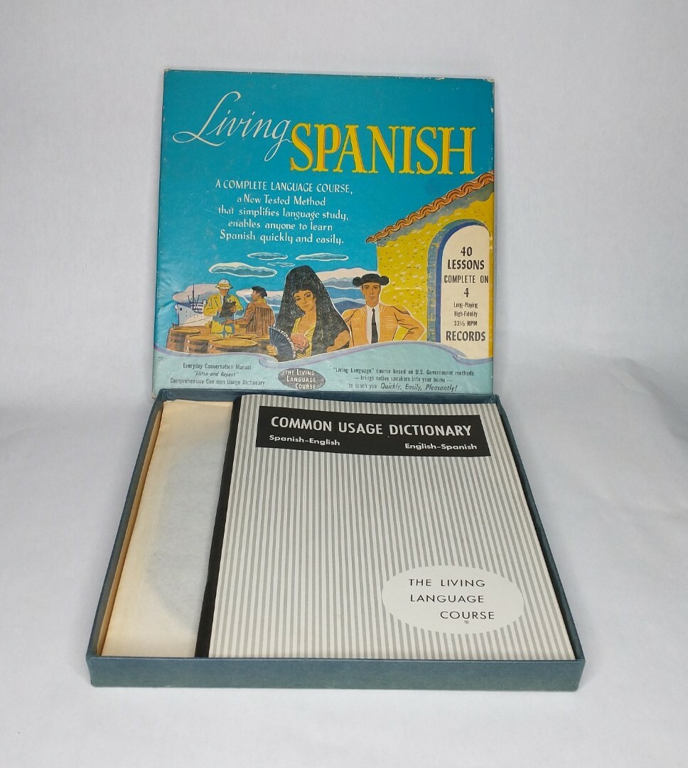 The Living Language Courses Living Spanish 4 Records Vintage 1955