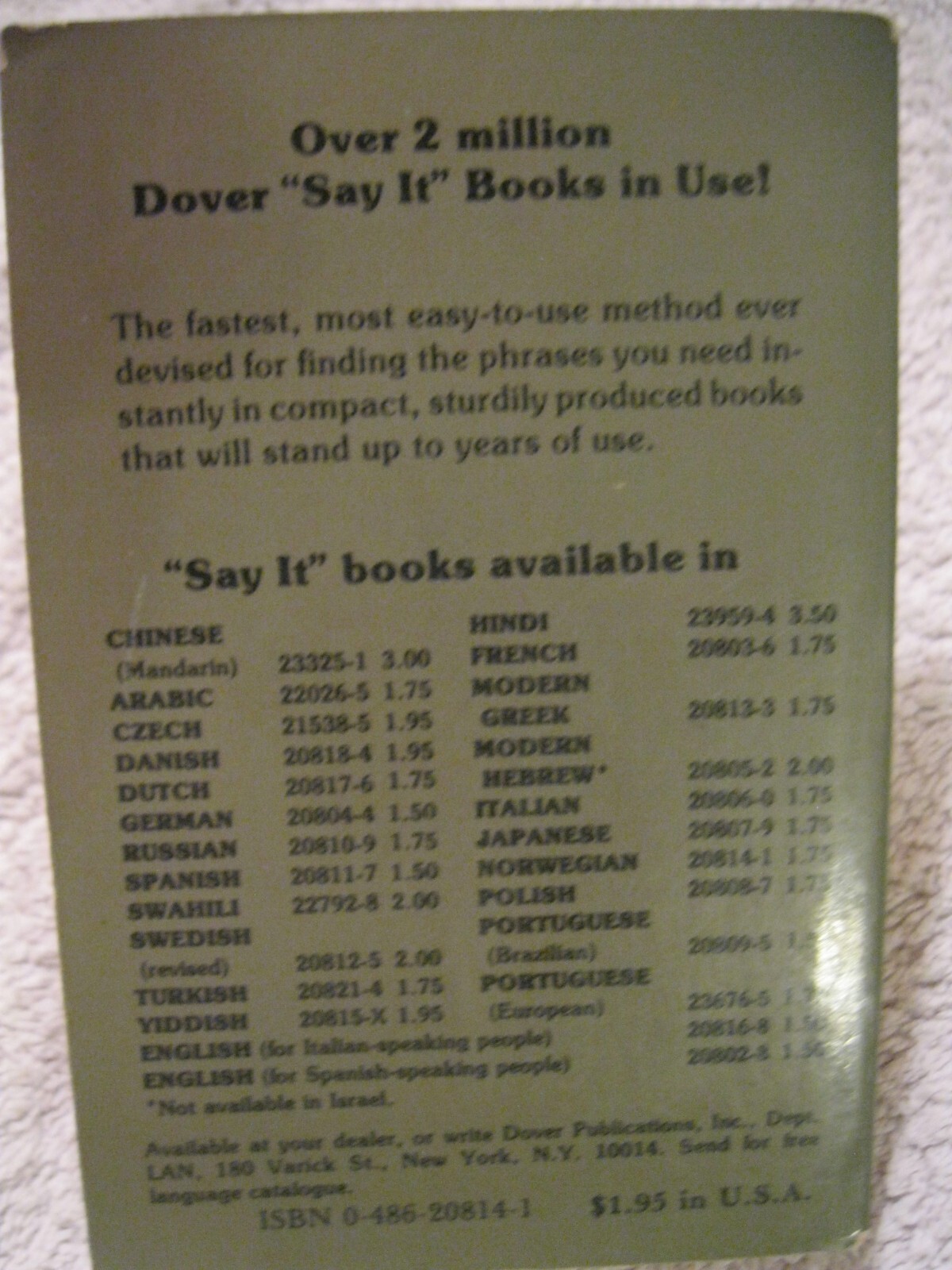 Say It in Norwegian Dover Language Guides Phrase Book For Travelers 1957 Vintage