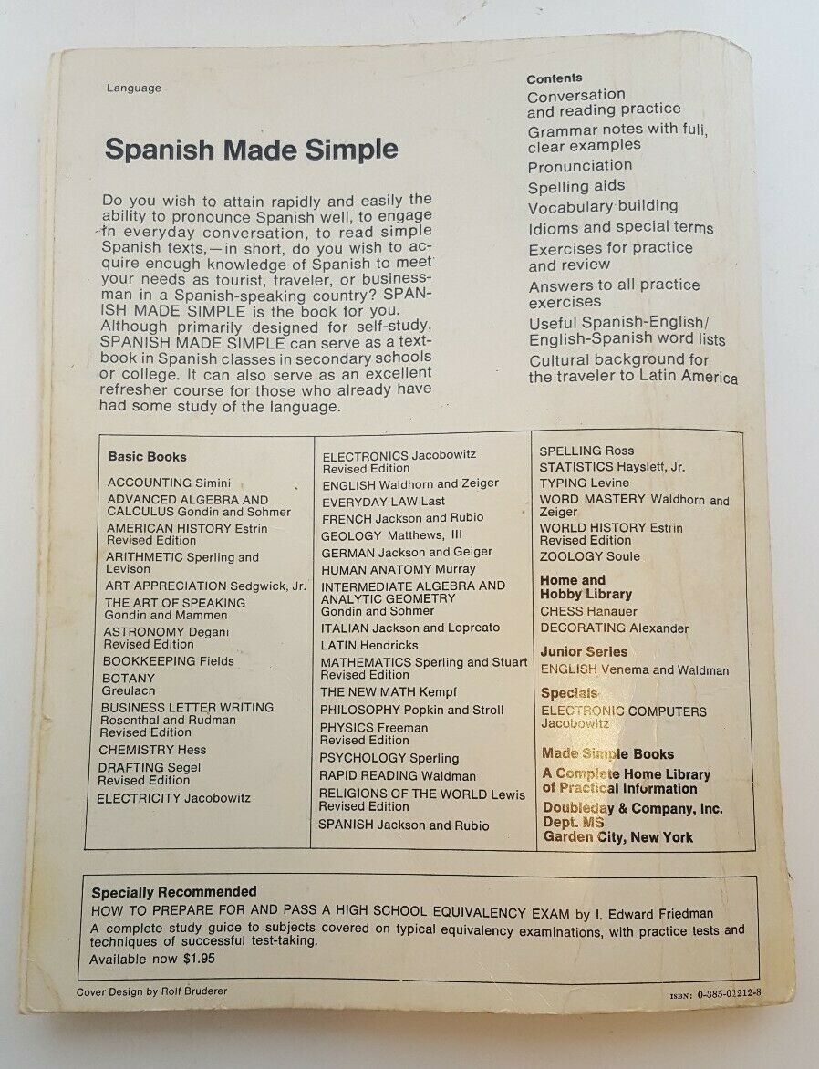 Vintage 1955 Spanish Made Simple Books by Eugene Jackson & Antonio Rubio