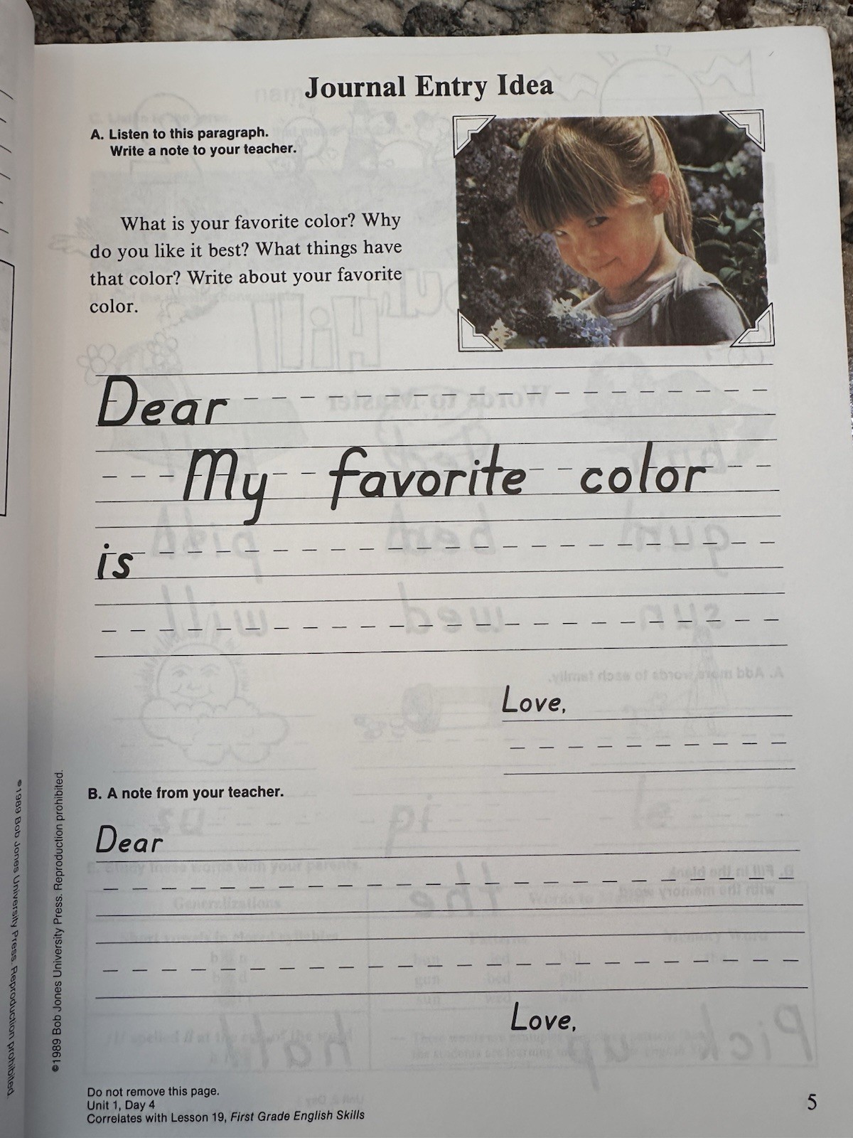 Bob Jones Spelling Workbook & Teachers Edition 1st grade