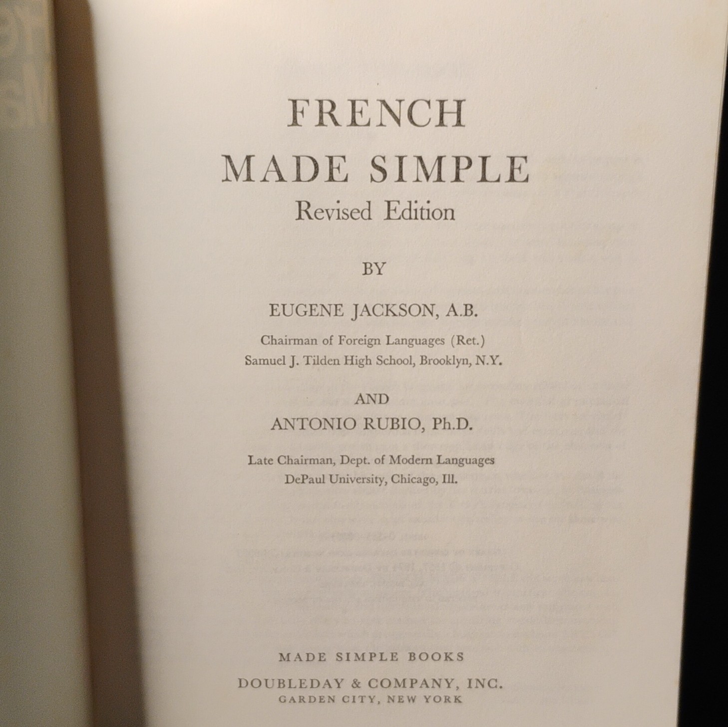 French Made Simple Revised Edition by Eugene Jackson & Antonio Rubio Paperback