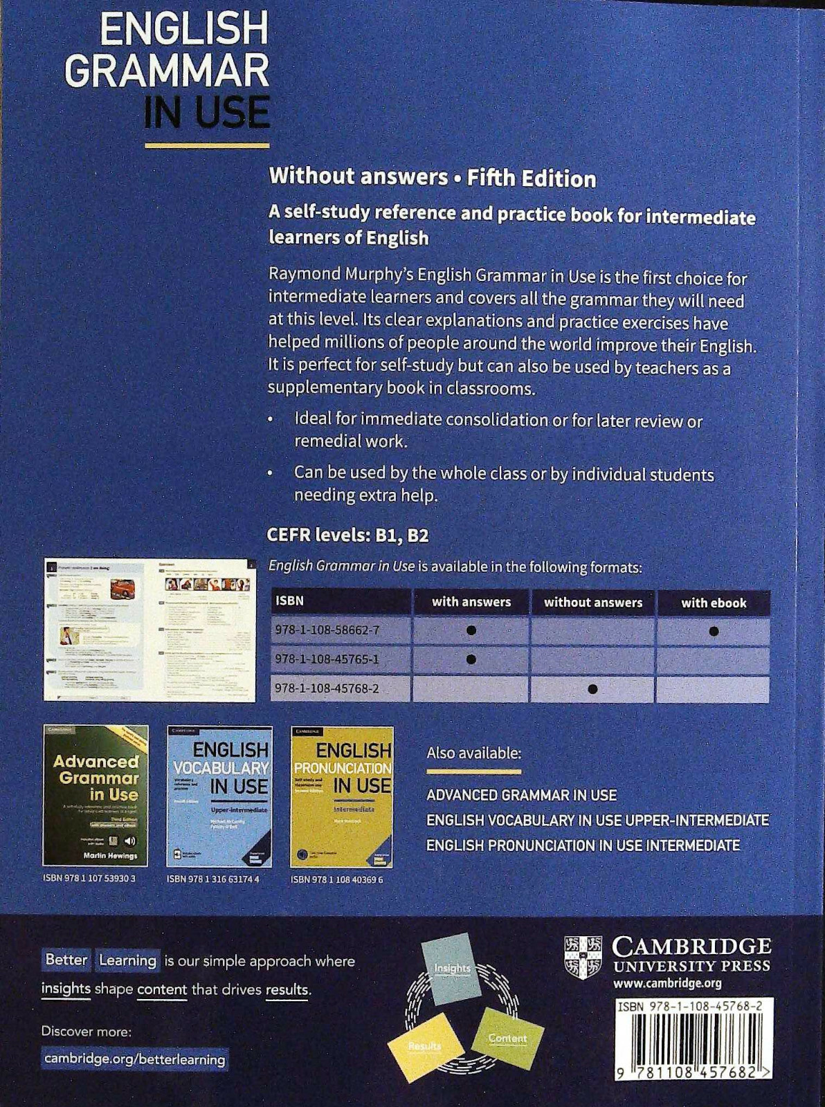 Cambridge ENGLISH GRAMMAR IN USE without Answers FIFTH Edition by R Murphy @NEW@