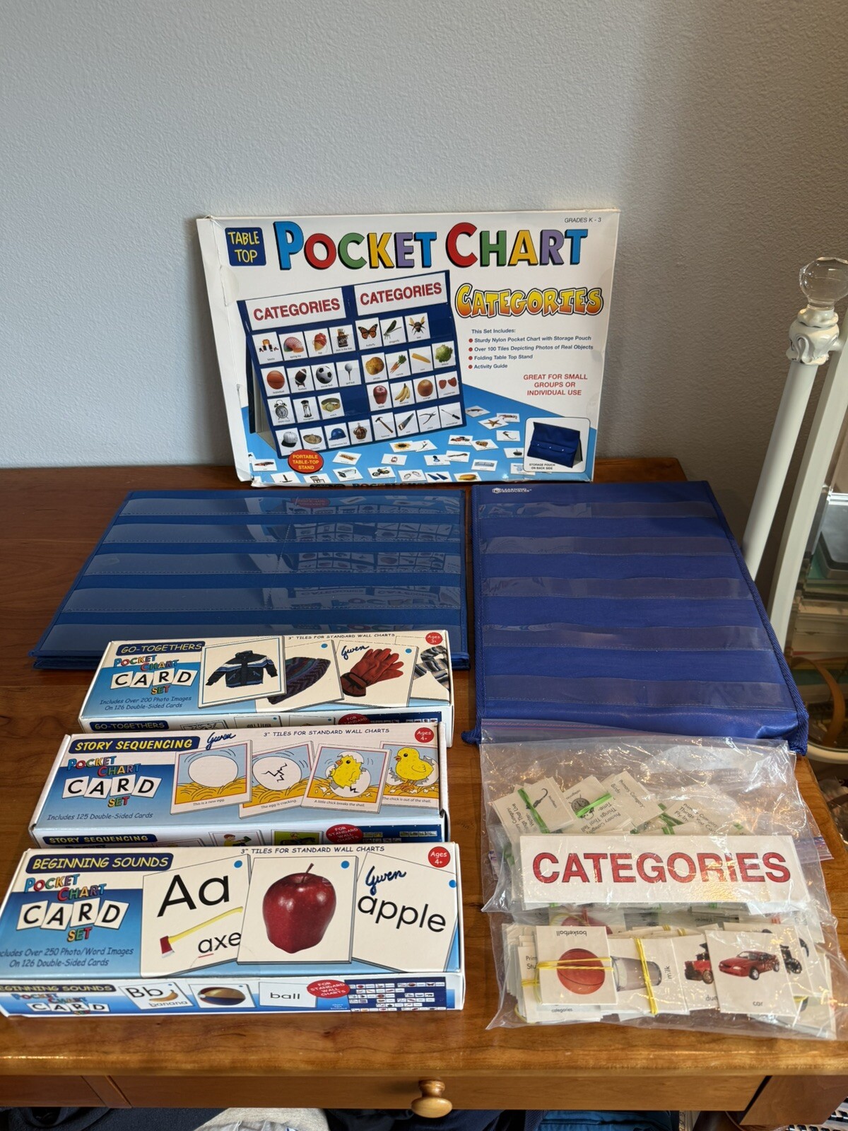 Large complete boxed sets of Pocket Chart language learning activities excellent