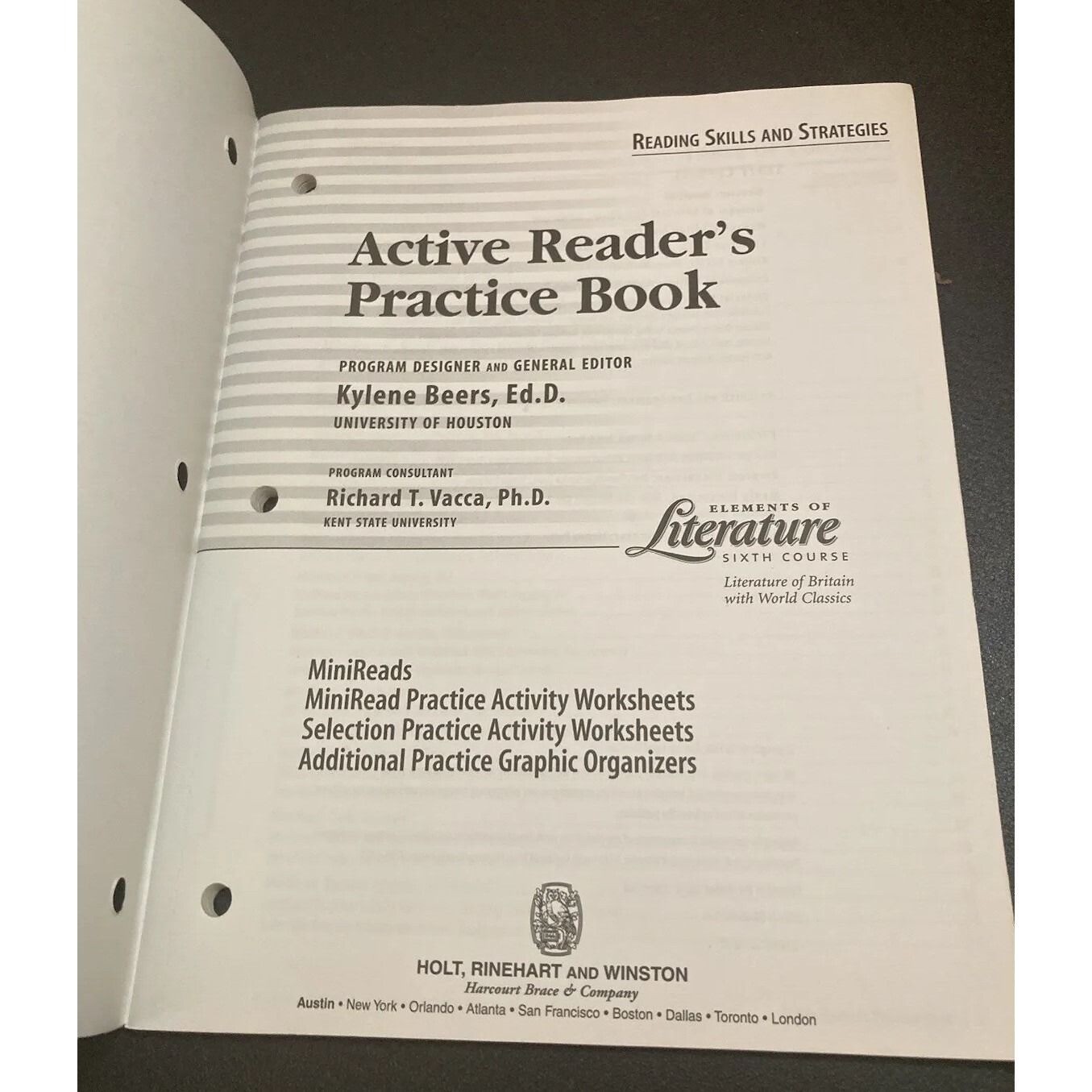 Elements of Literature 6th Course British Homeschool Teacher Practice Book