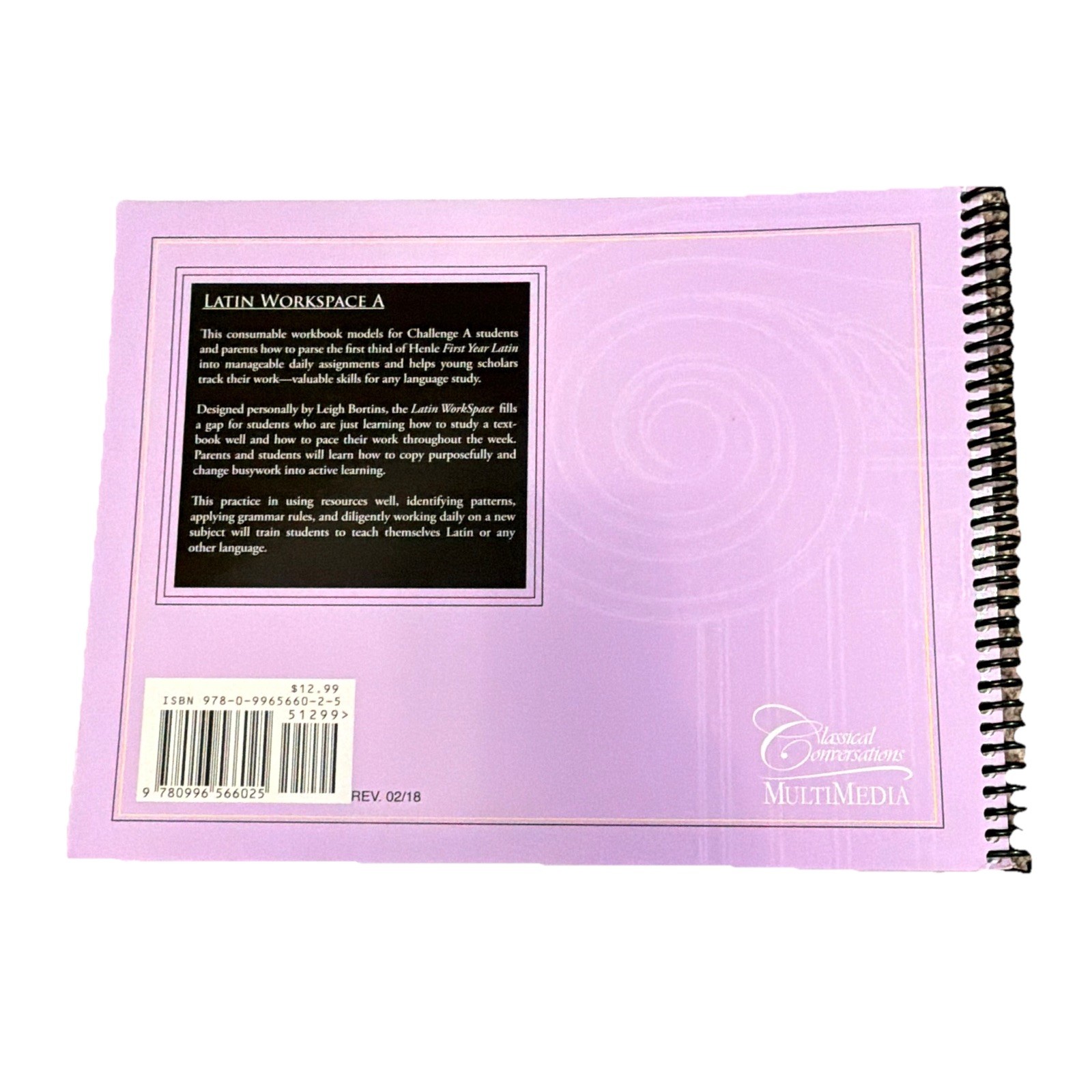 Classical Conversations Latin Workspace A A1 Spiral Workbook Revised Ed 2018