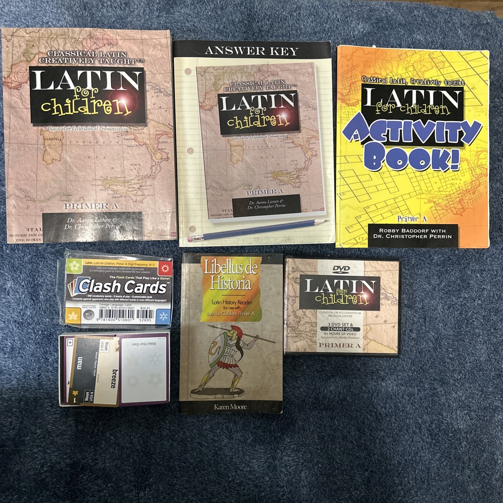 Latin for Children Primer A Set, 3 DVDs,2 Chant CDs, Answer Key,Clash cards