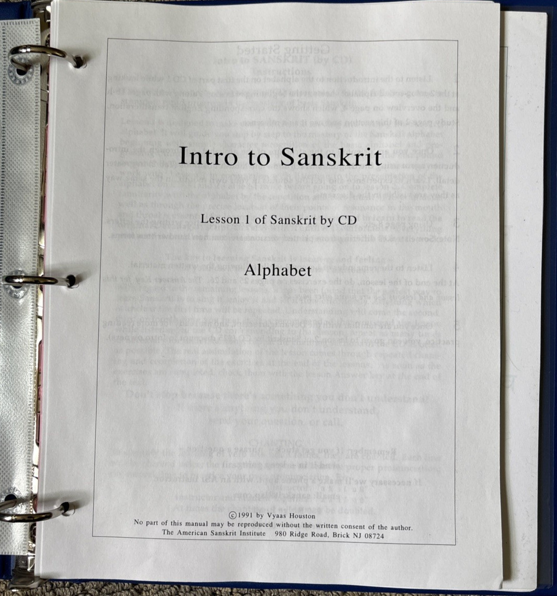 Sanskrit By CD Vyass Houston 1991