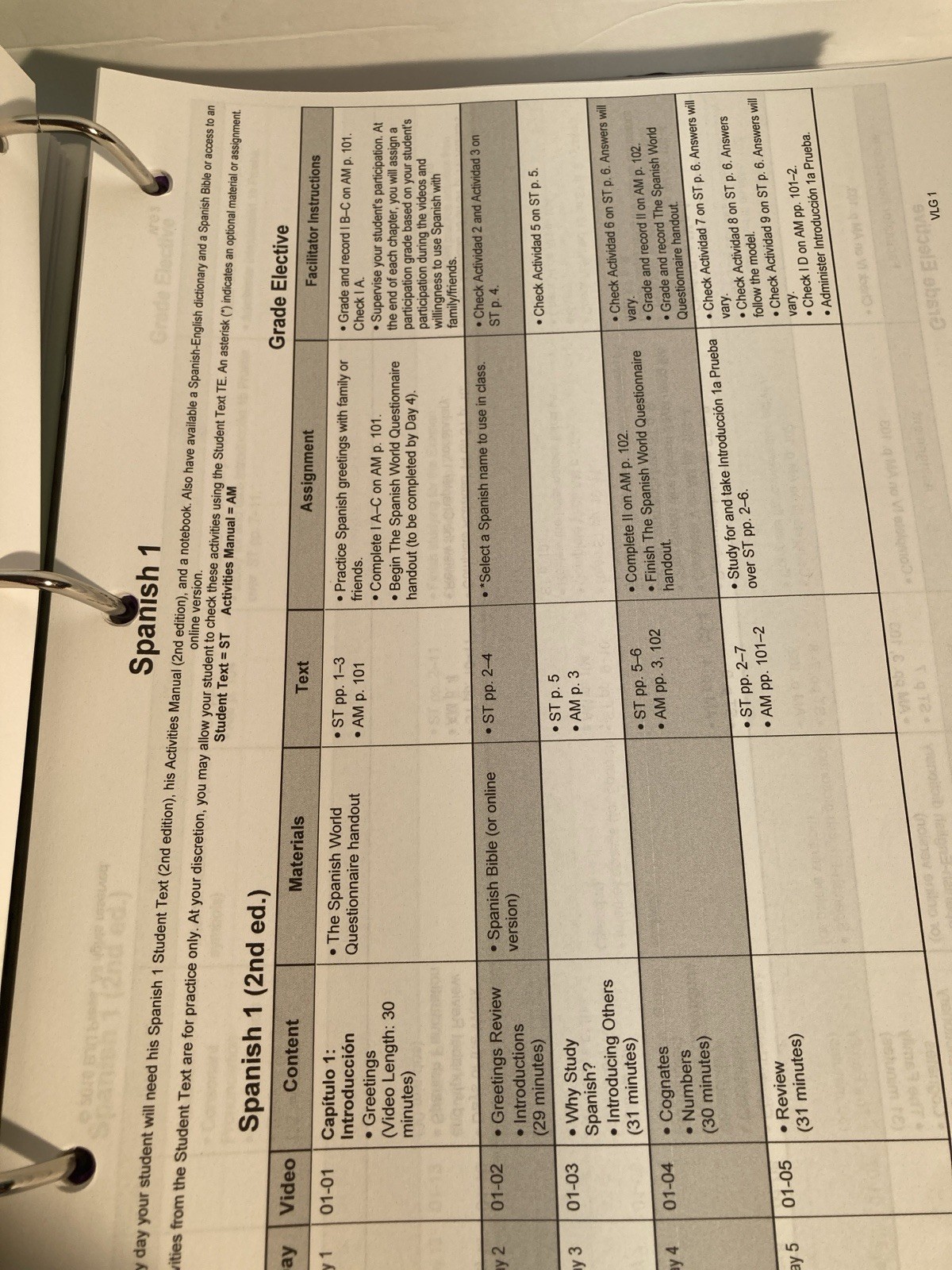 Spanish 1 Second Edition BJU Press Binder