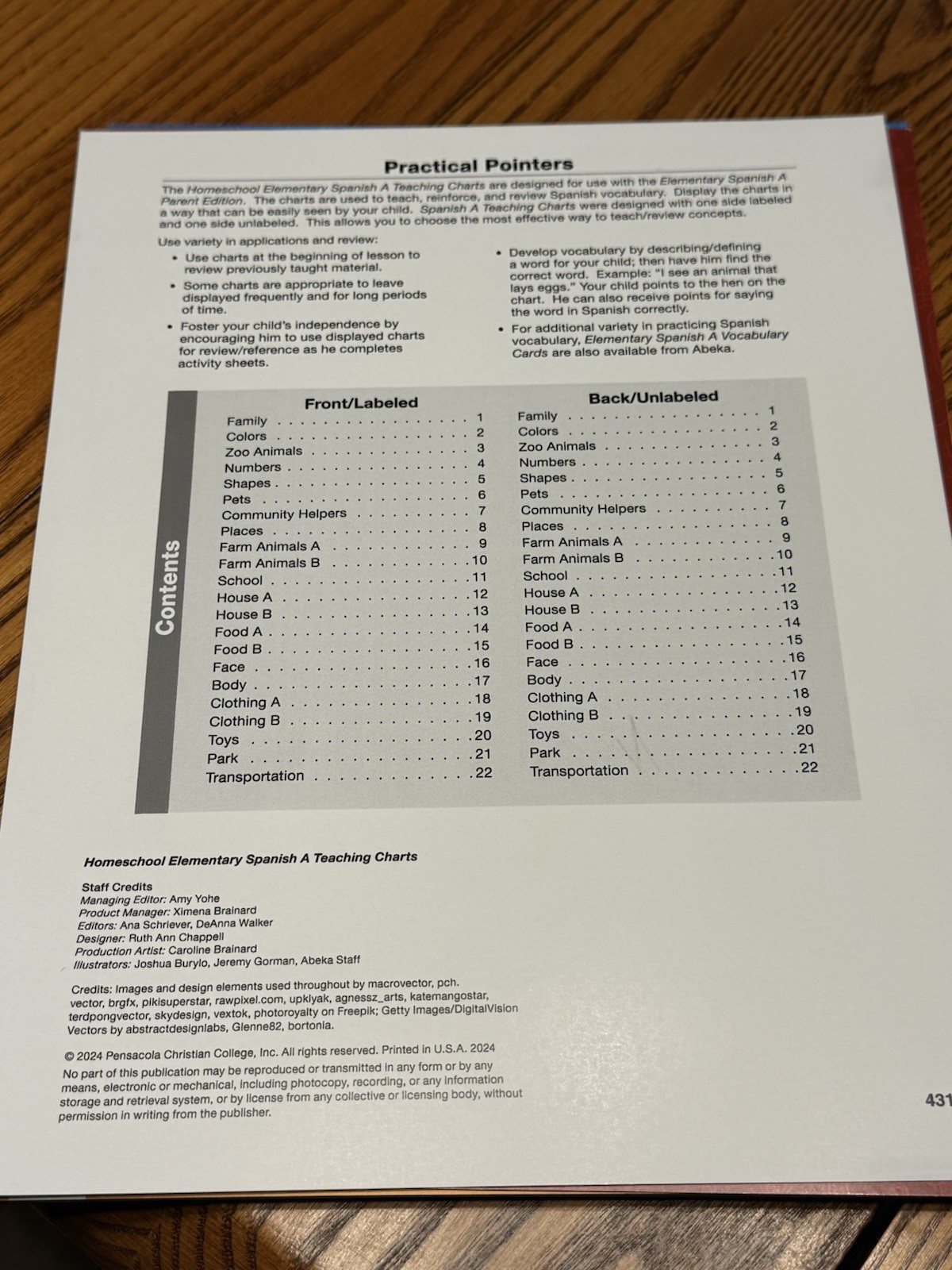 Abeka Homeschool Elementary Spanish A Teaching Charts Visuals NEW