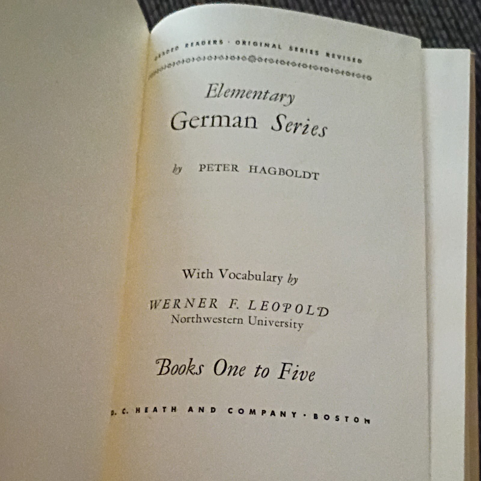 1957 Elementary German Series Books 1-5 Peter Hagboldt Vintage Textbook ReaderHC