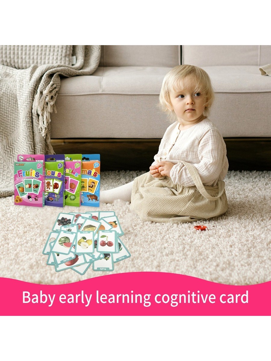 Toddler Educational Flashcards 4 Themes Baby Enlightenment English Learning Card