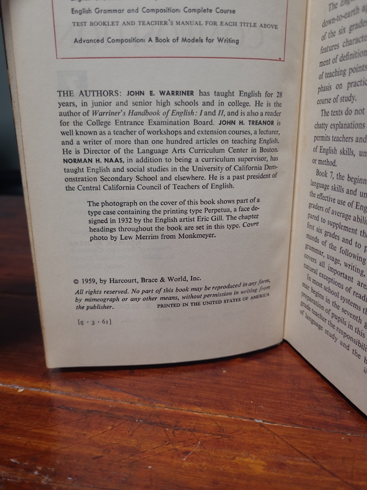 Warriner’s English Grammar and Composition 1959 Vintage Textbook Hardcover “7”