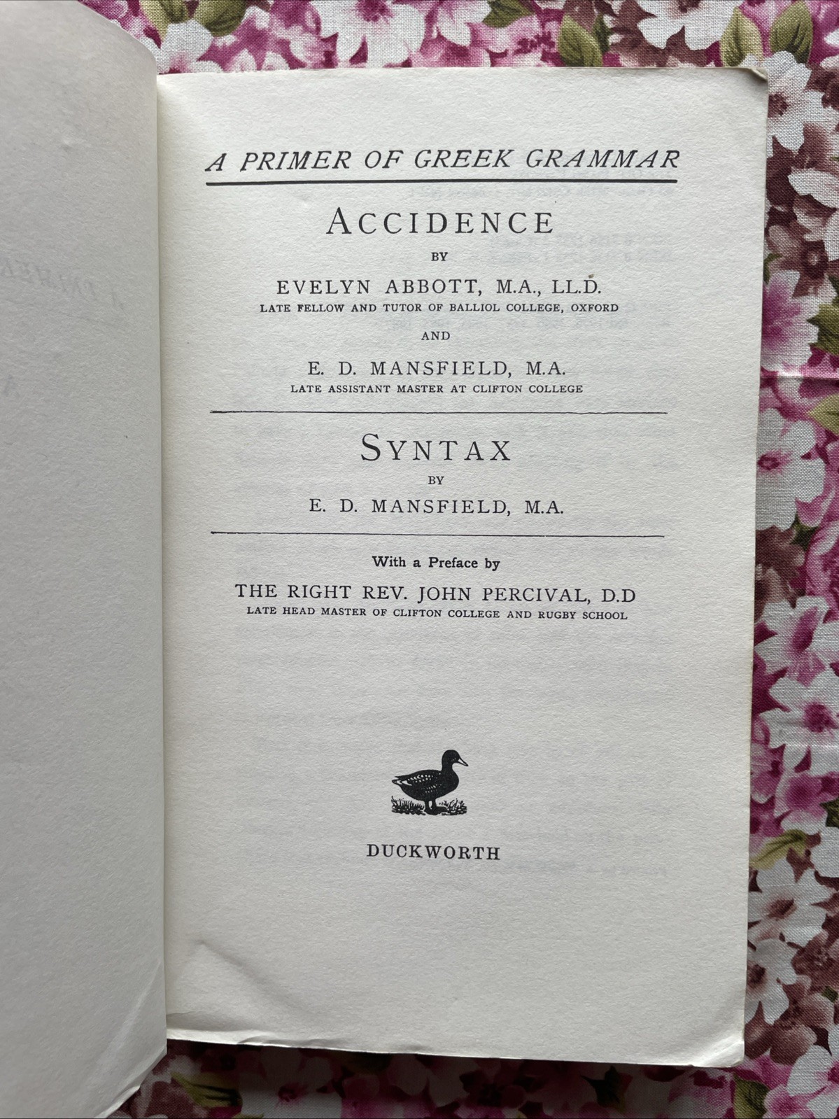 A Primer of Greek Grammar by Abbott & Mansfield (1987 Duckworth London UK PB)