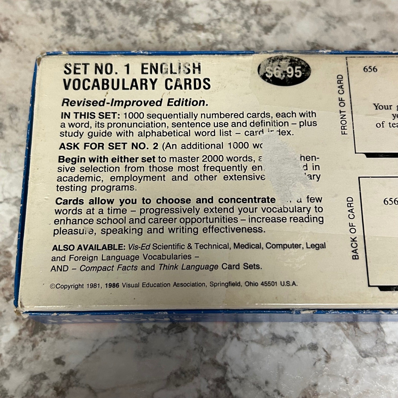 Vis-Ed English Vocabulary Cards Set No. 1 Blue 1000 Flashcards Vintage 1986