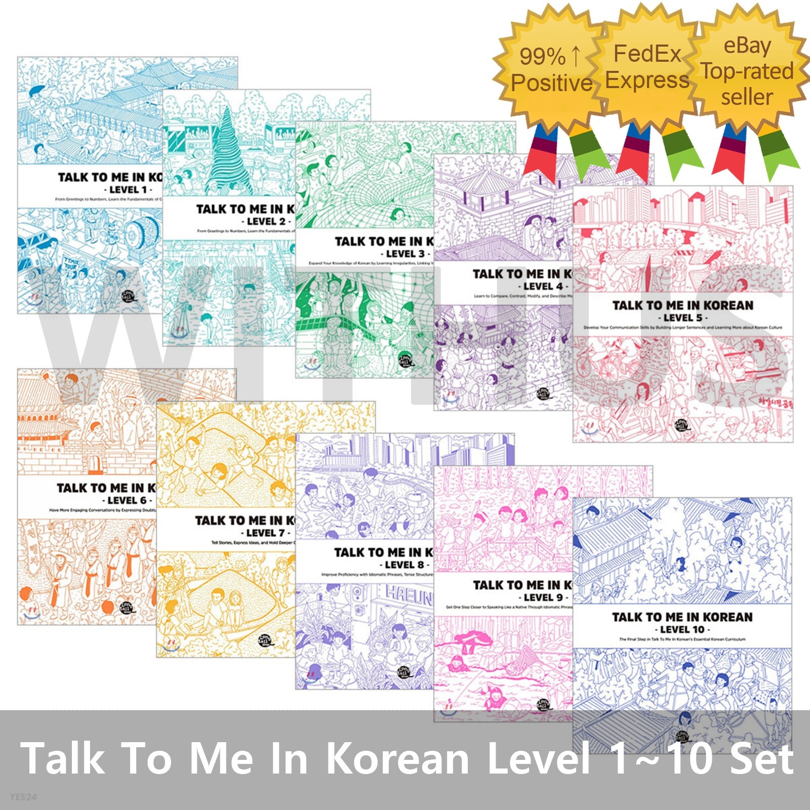 Talk To Me In Korean Level 1~10 Korean Language Hangul Study Learning Book Set