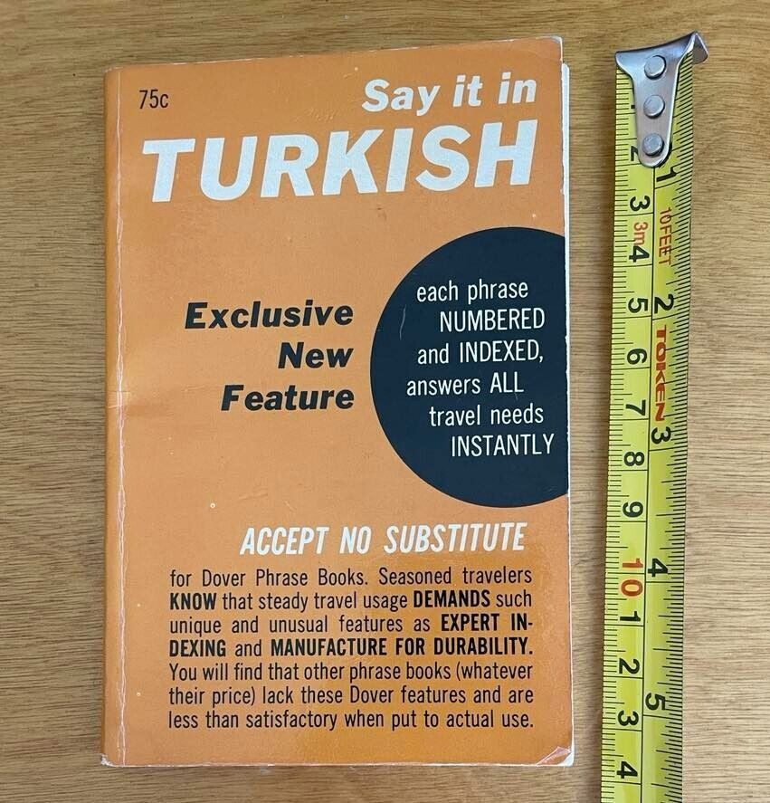 “Say It In Turkish” Dover Phrase Book Travel Language Miles & Seniz 1958 Vintage
