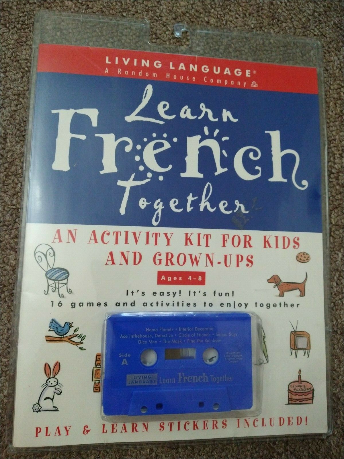 Living Language Learn French Together Book Cassette Stickers Ages 4-8 Vintage