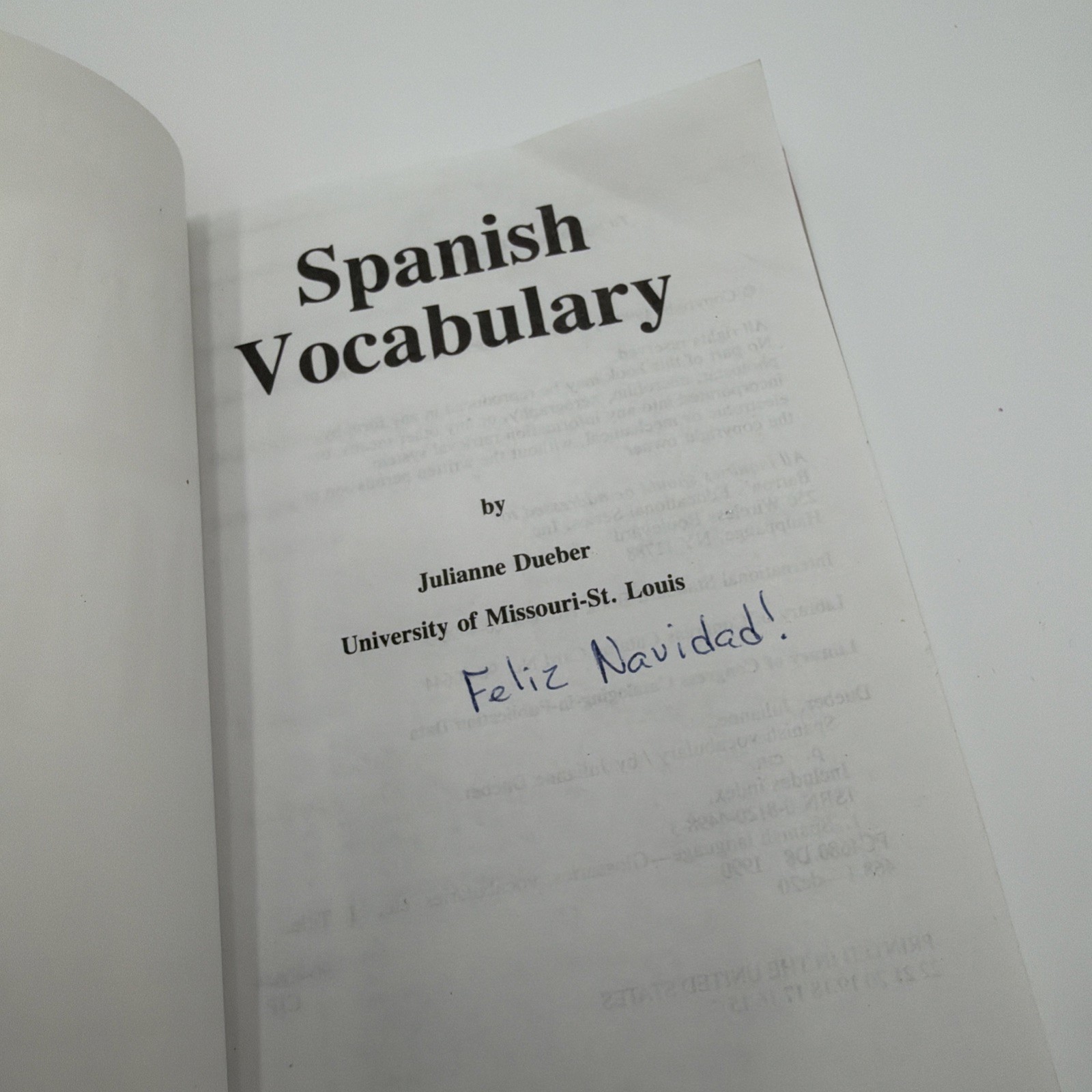Spanish Vocabulary by Julianne Dueber (1990, Trade Paperback)