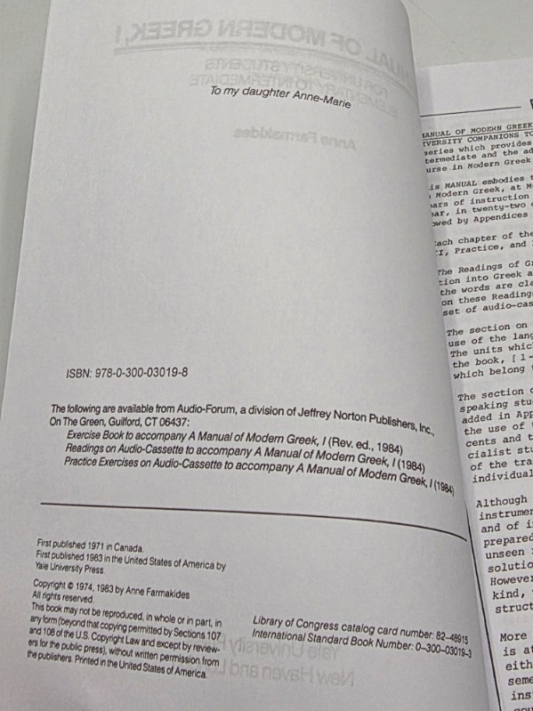 A Manual of Modern Greek, I: For University Students: Elementary to Intermediate
