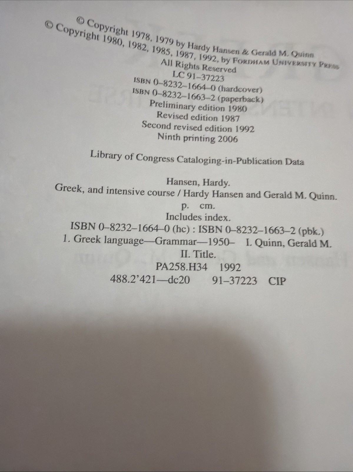 Greek: An Intensive Course, 2nd Revised Edition Paperback Textbook