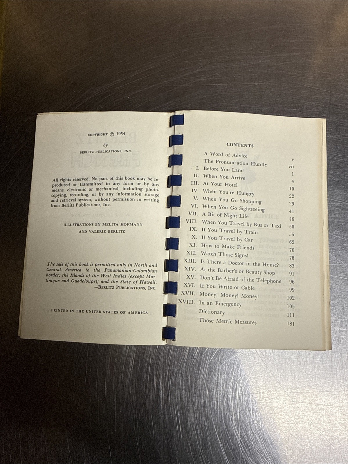 Berlitz French 1954 Phrase Book and Common Words by Berlitz