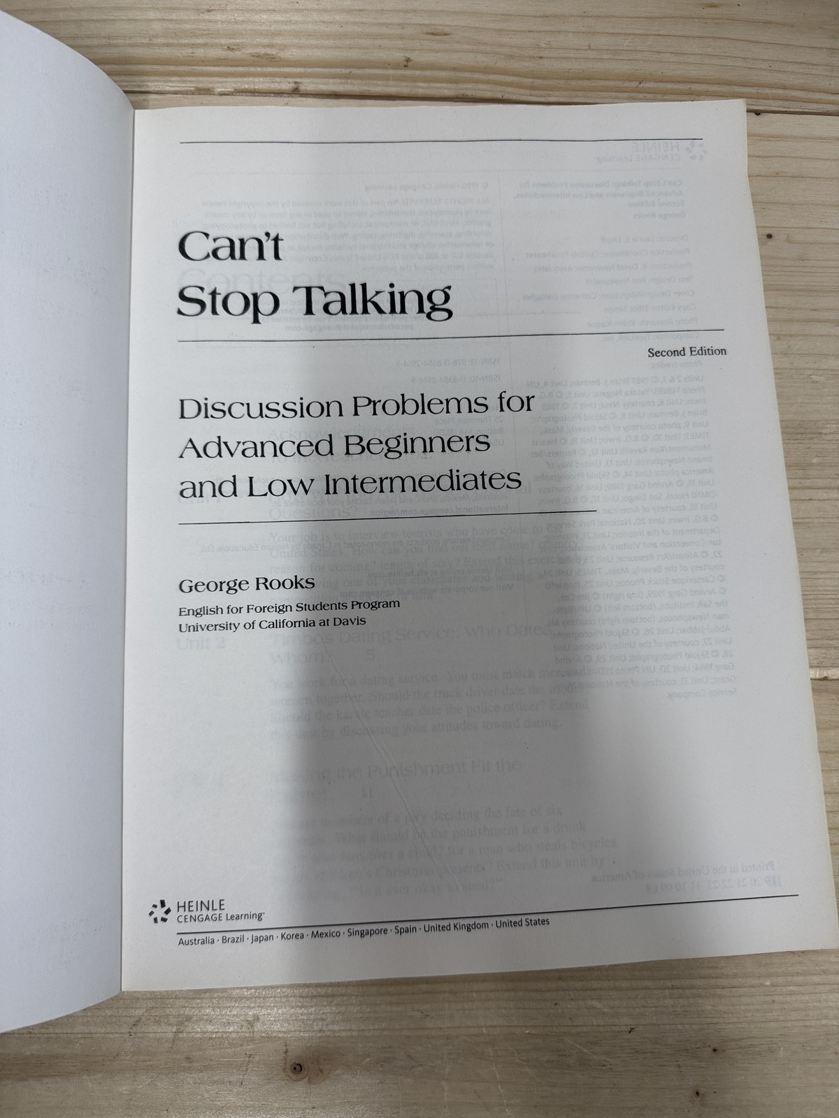 Can’t Stop Talking Second Edition George Rooks ESL English Language Textbook