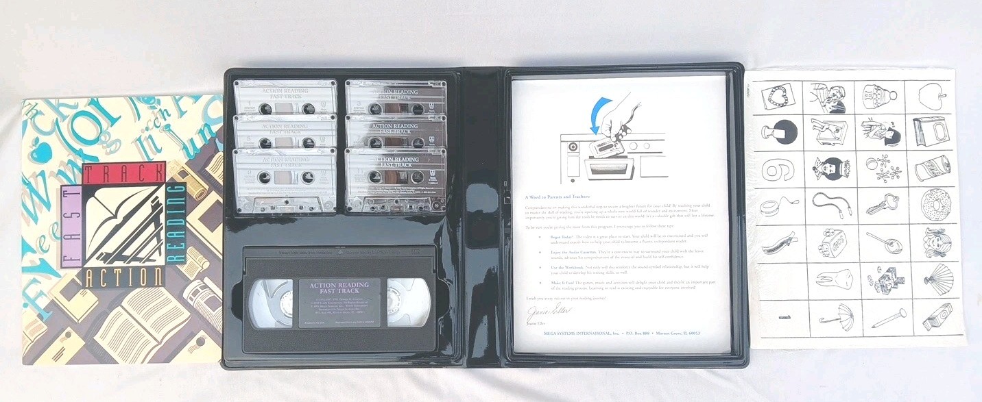 Action Reading Fast Track Mega Systems 1995 VHS And Cassettes With Workbook #S1