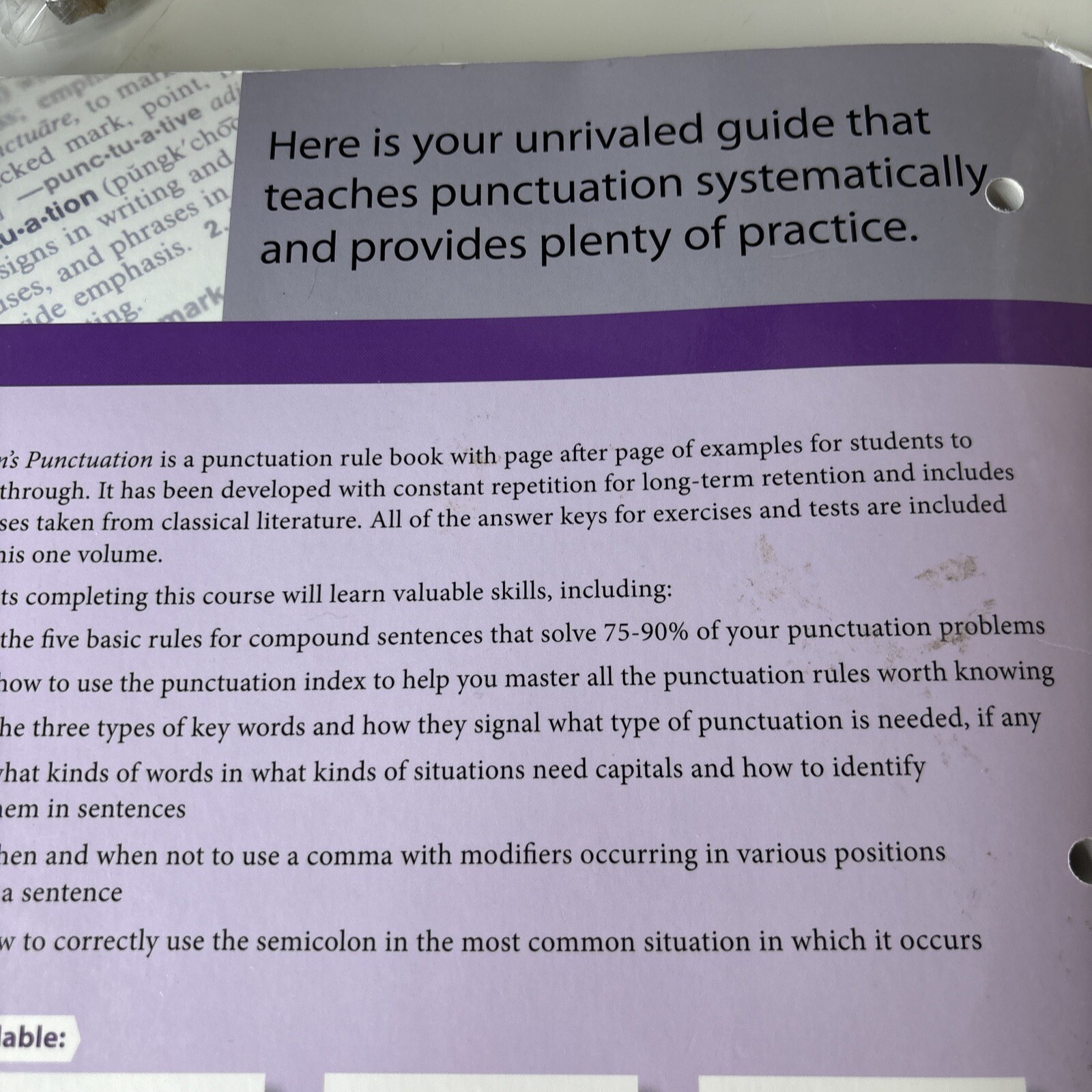 Jensen’s Punctuation Study Guide Master Books Curriculum 2016 Pre-Owned.