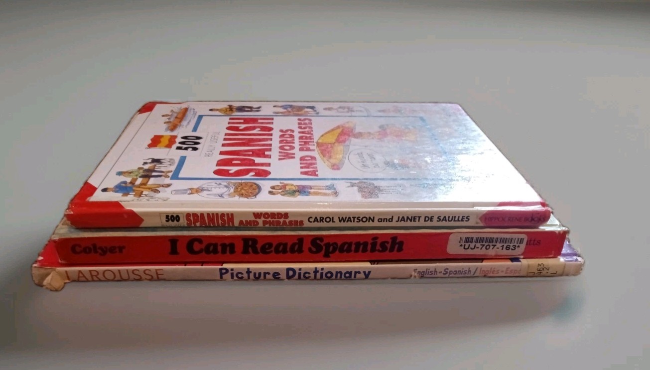 Spanish Language Learning Book Lot Children Homeschool Picture Dictionary