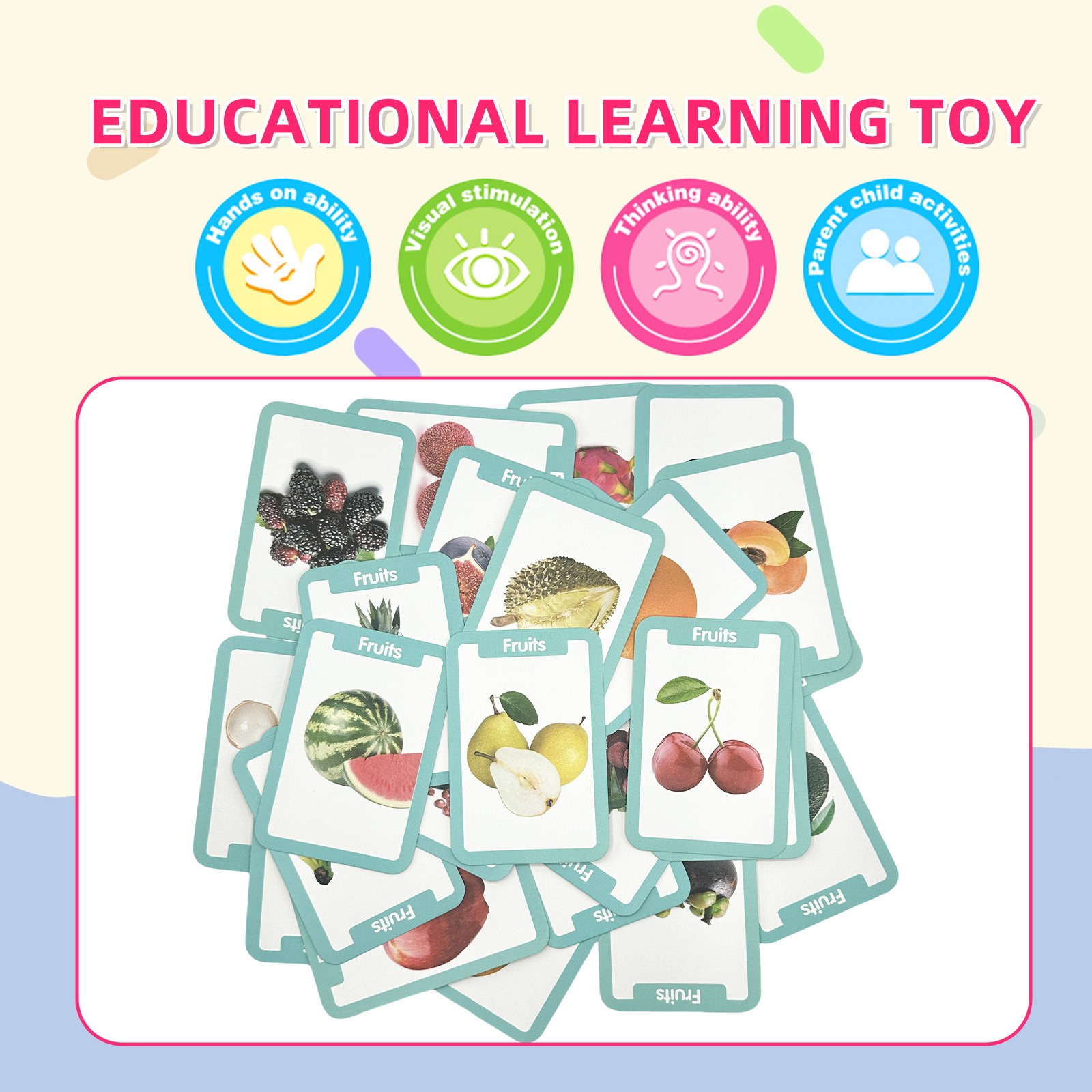 4 Theme Kids English Learn Card Children’s Enlightenment Education Learning Card