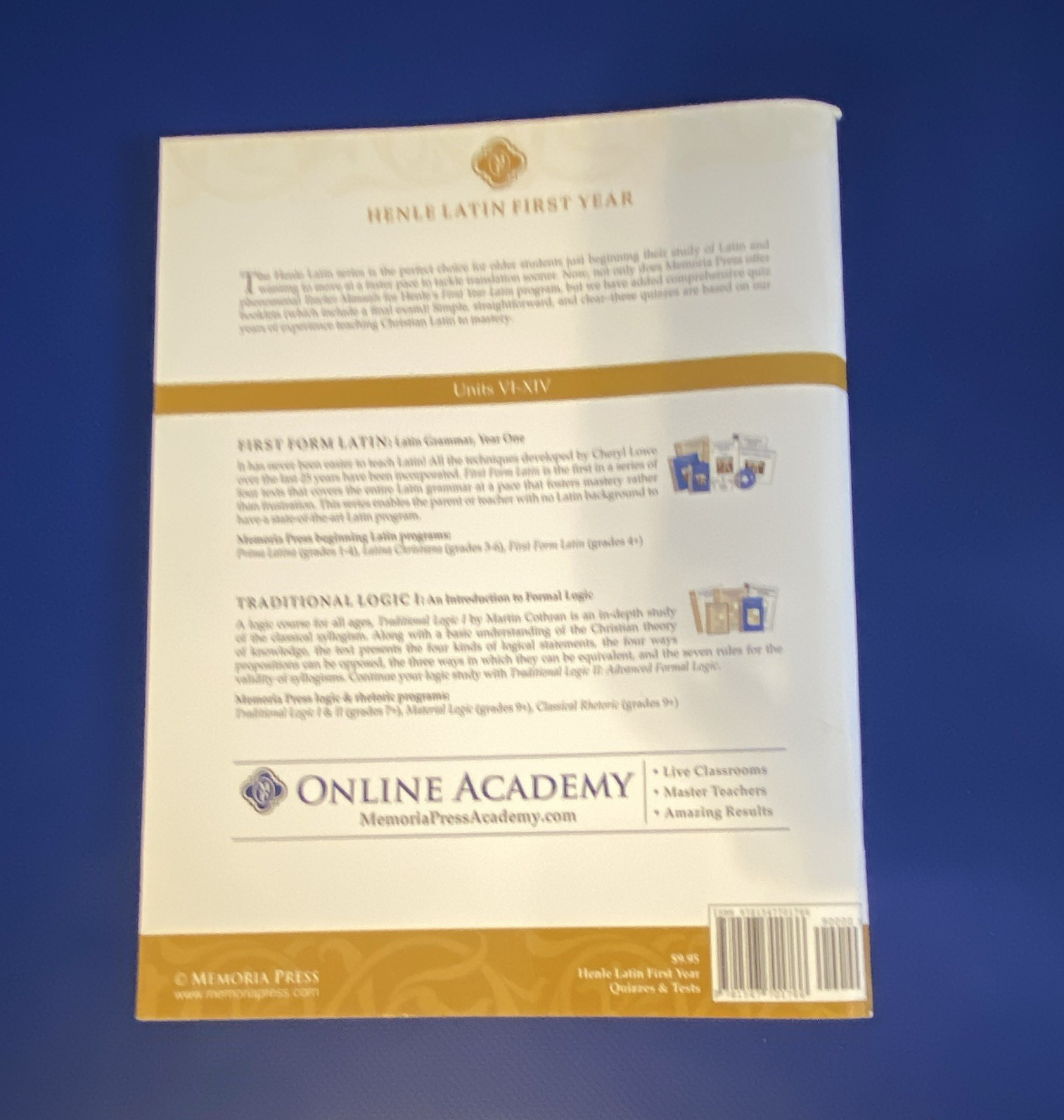 Memoria Press Henle Latin First Year Units VI-XIV Quizzes & Tests 2nd edition