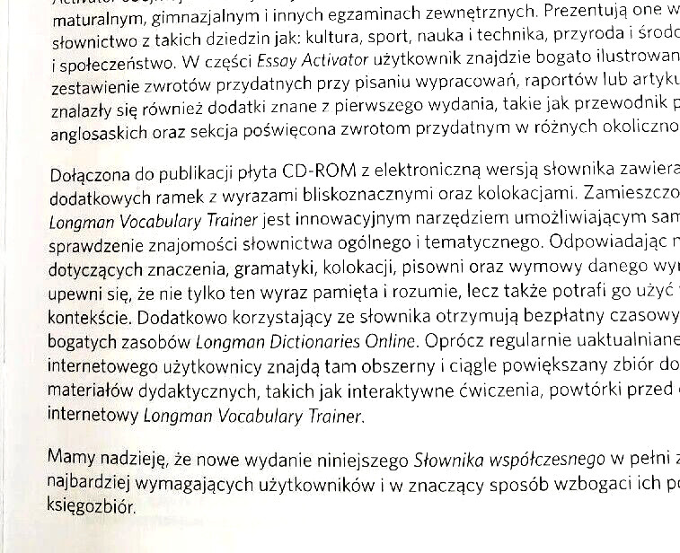 LONGMAN – STOWNIK WSPOTCZESNY DRUGIE WYDANIE – 2011 ENGLISH-POLISH DICTIONARY