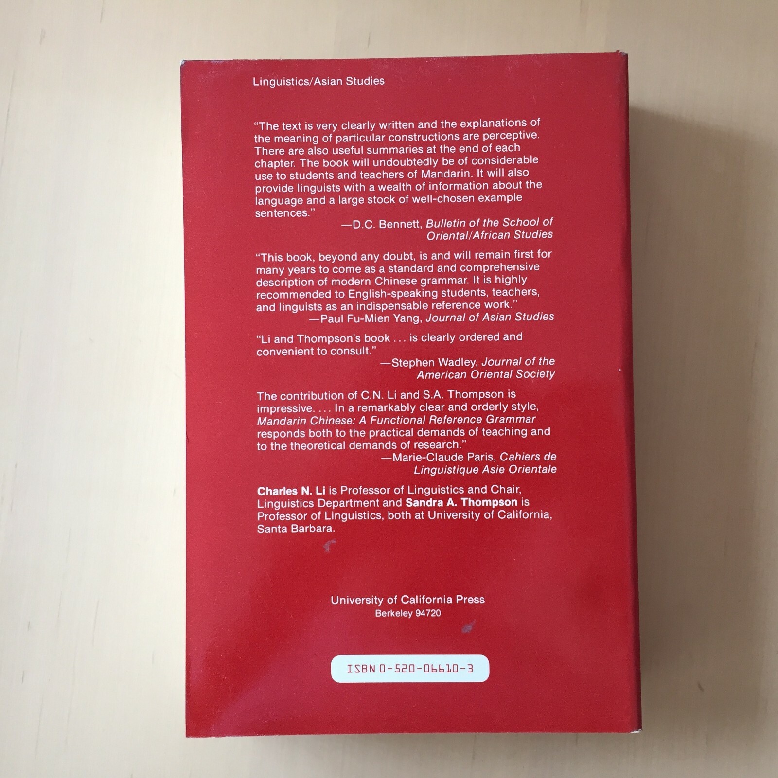 Mandarin Chinese: A Functional Reference Grammar (Paperback)