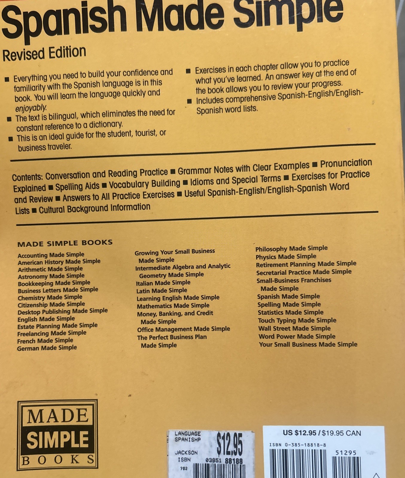 Made Simple Bks.: Spanish Made Simple by Antonio Rubio and Eugene’ Jackson…