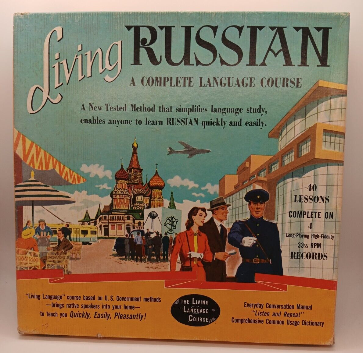 The Living Language Russian 1958 Vinyl Record Lesson Book