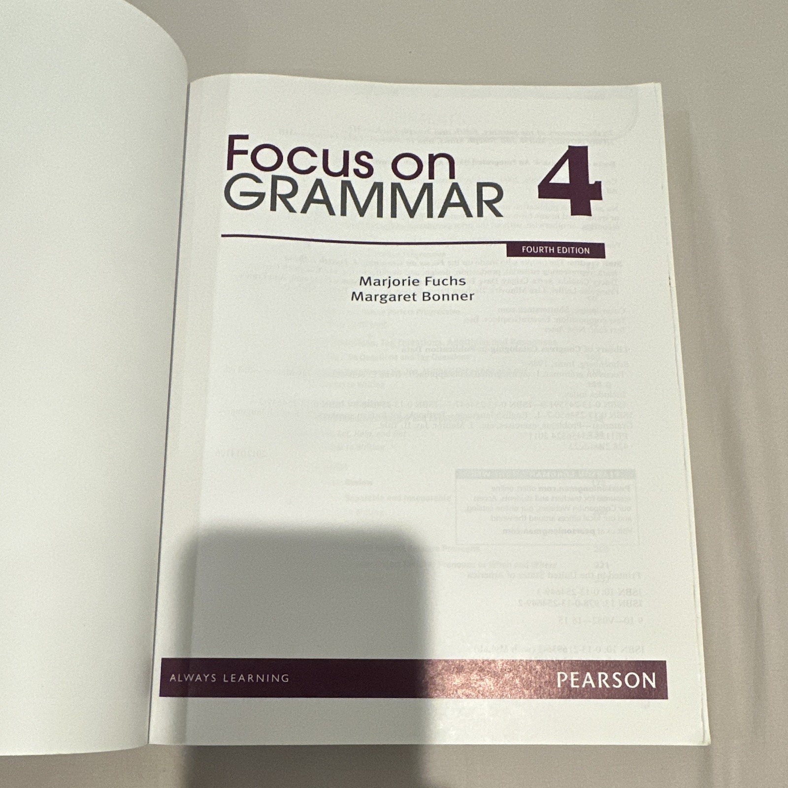Pearson Focus on Grammar 4 Fourth Edition Textbook Fuchs Bonner 2011 B2