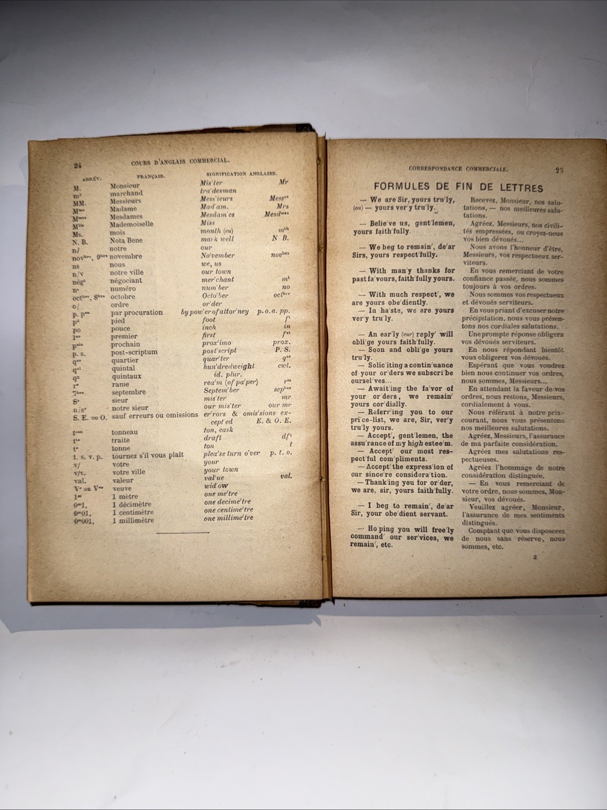 Cours D’Anlais Commercial By P. Carroue Published In Paris HC 1904