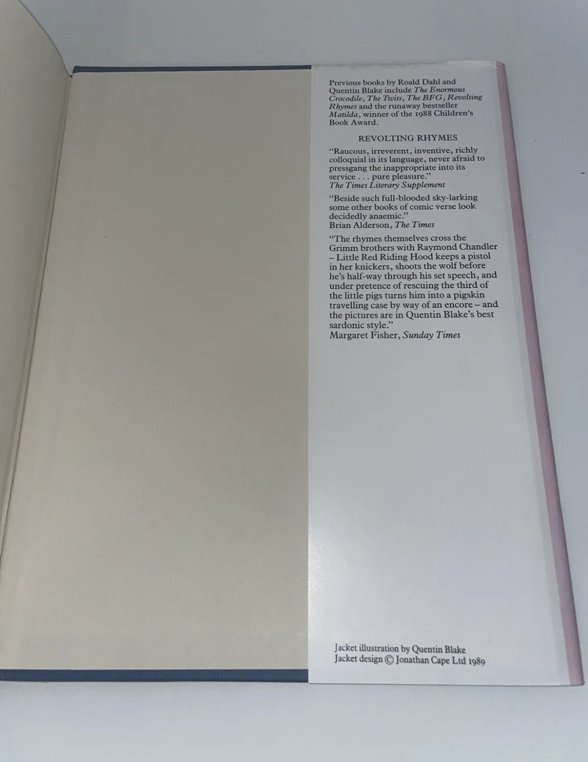 Rhyme Stew 1st Edition 4th Print 1989 Roald Dahl Quentin Blake Hardcover Book