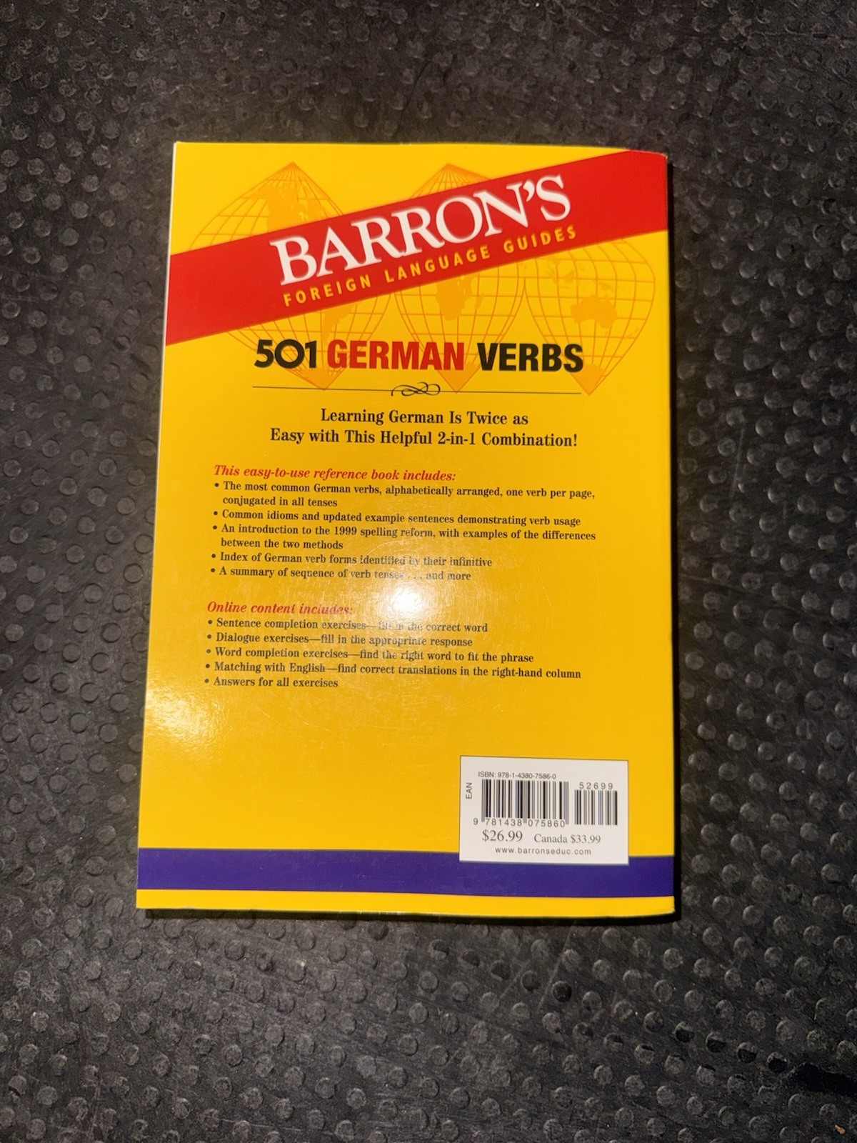 Barron’s Foreign Language Guides 501 German Verbs 5th Ed PB Online Practice