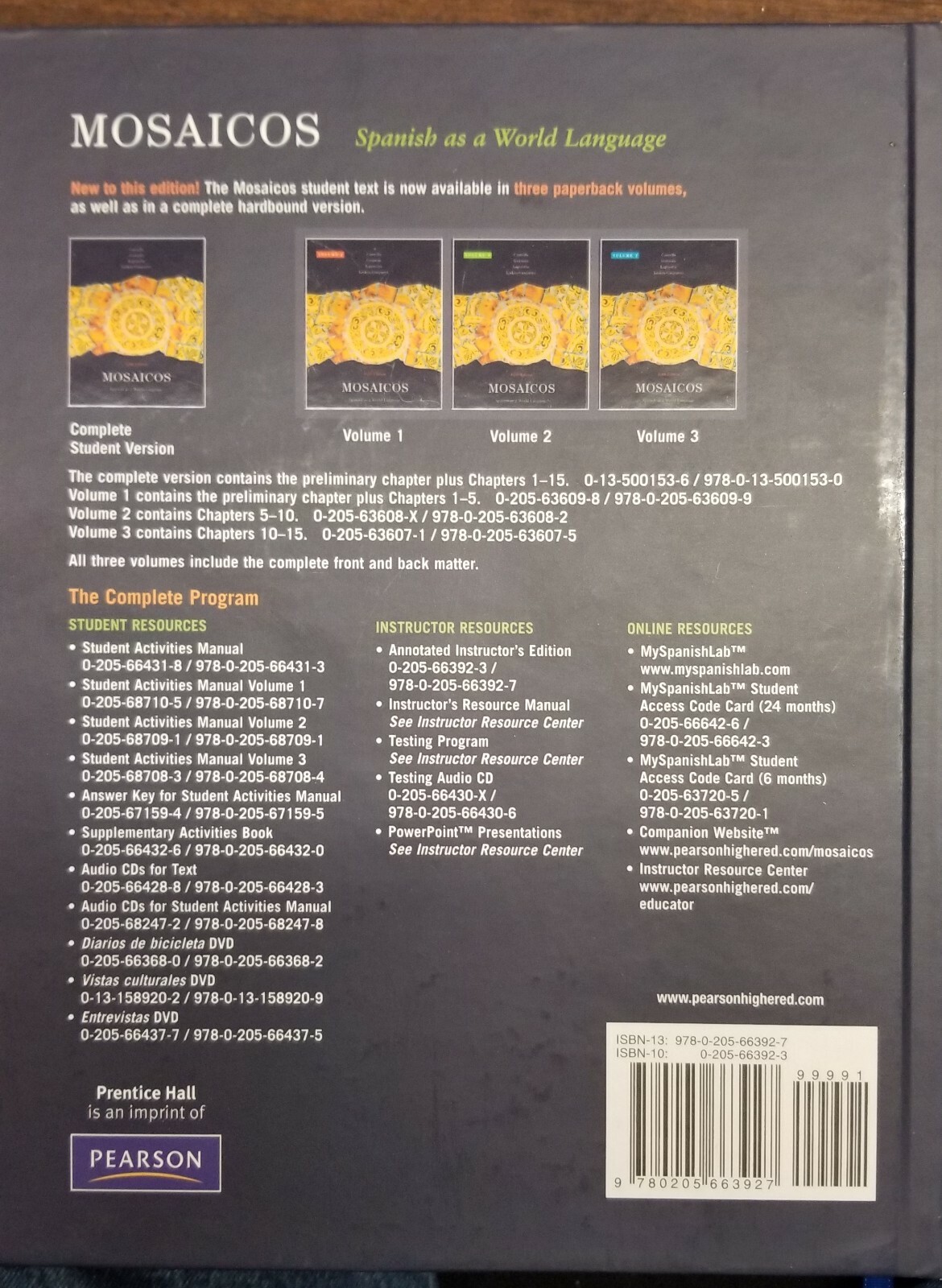 Mosaicos Spanish as a World Language Annotated Instructor’s Ed 5th Ed LN 200603
