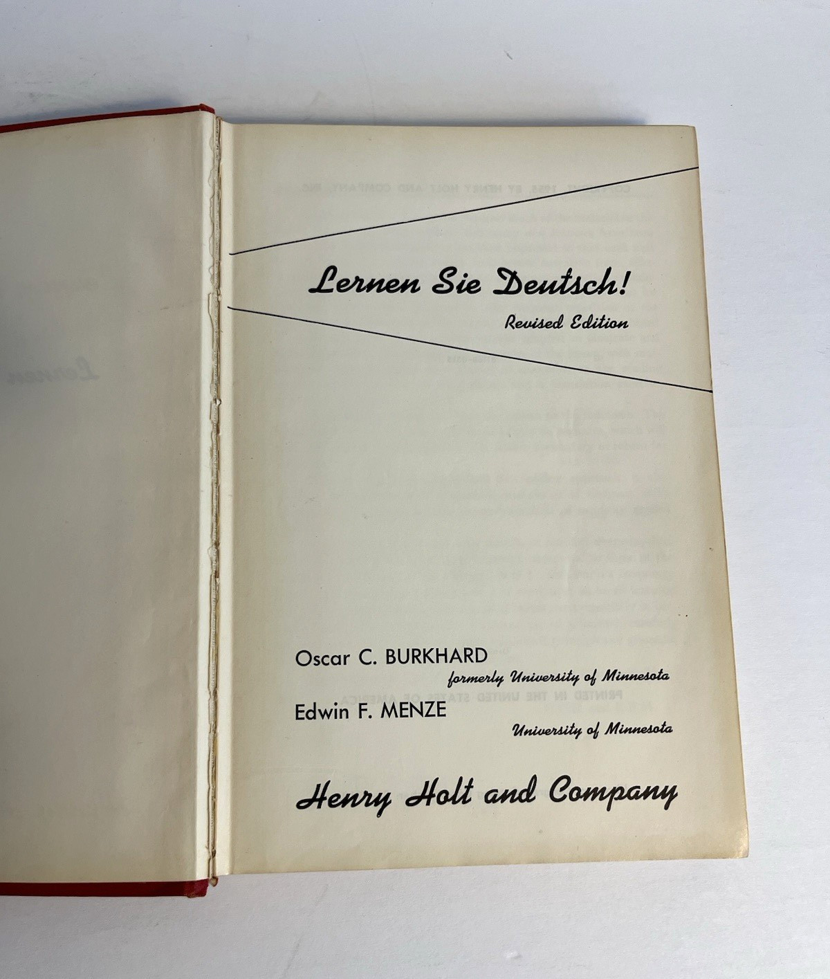 Lernen Sie Deutsch By Oscar Burkhard, Revised Edition 1955, published 1959