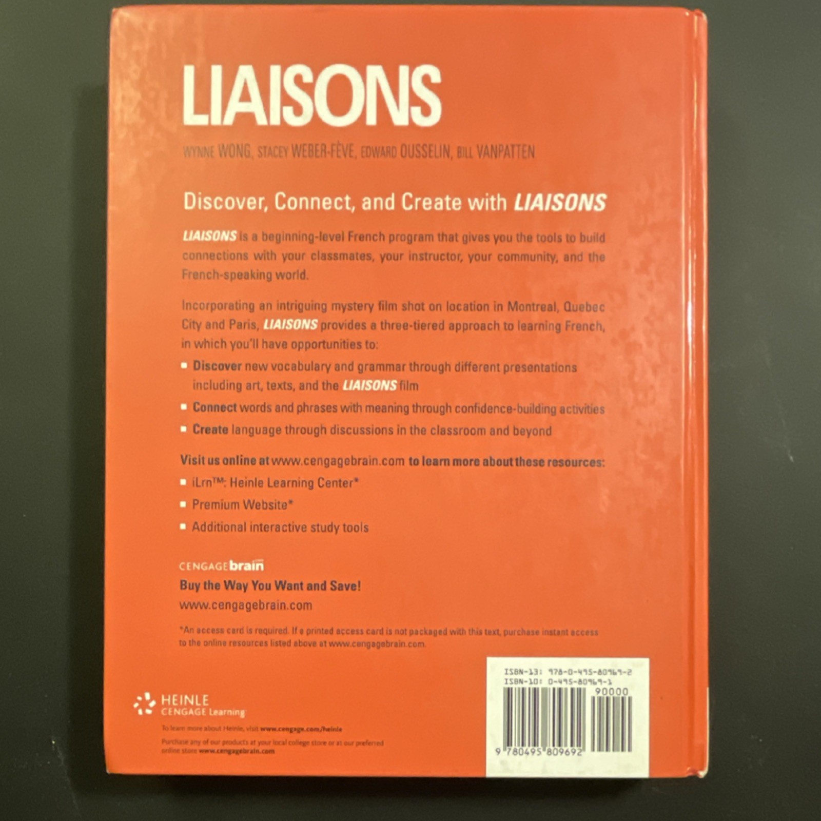 Cengage Learning Liaisons Heinle 1st Ed Hardcover Beginner French Book