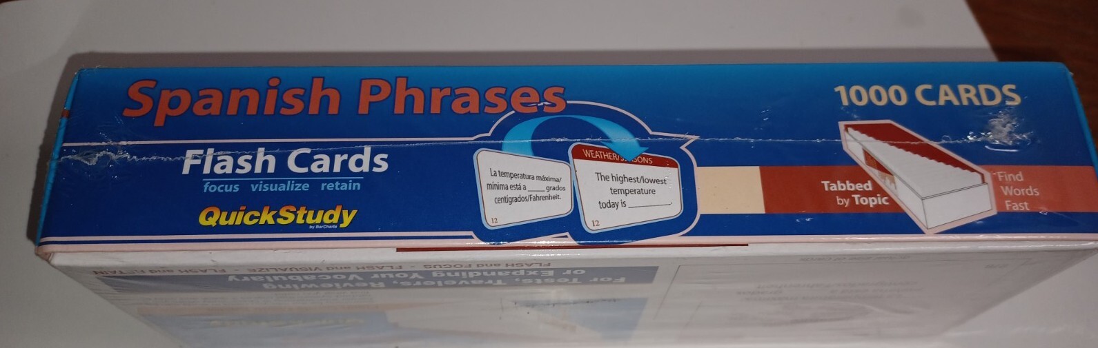 Spanish Phrases Flash Cards Vocabulary Made Easy 1000 Test Study Reference Tool