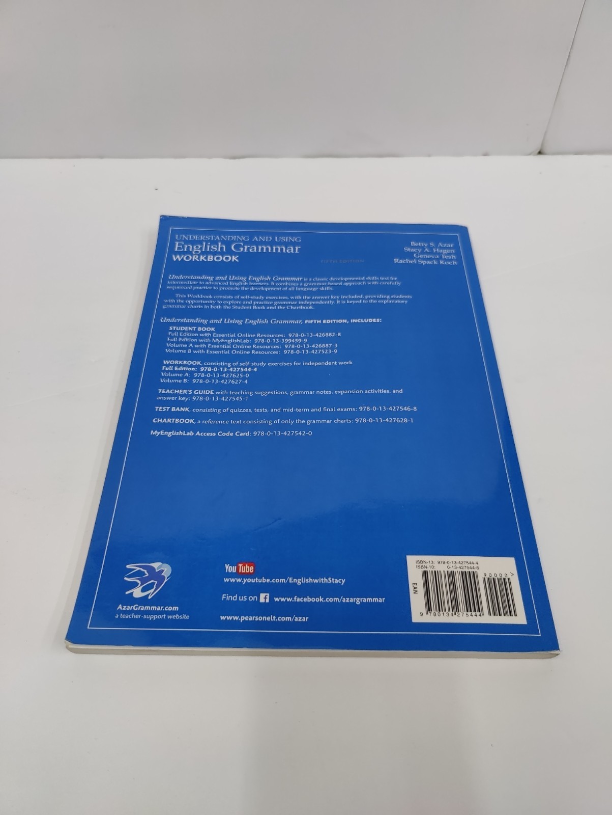 Understanding and Using English Grammar Workbook 5 Ed Pearson 9780134275444